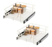 bremermann Lot de 2 tiroirs télescopiques - 50 cm avec étagère, tiroir de cuisine, à extension complète, avec rails télescopiques, idéaux pour la cuisine, la salle de bain et la chambre à coucher, en