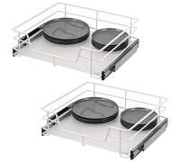 bremermann Lot de 2 tiroirs télescopiques - 60 cm avec étagère, tiroir de cuisine, à extension complète, avec rails télescopiques, idéaux pour la cuisine, la salle de bain et la chambre à coucher, en