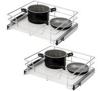 bremermann Lot de 2 tiroirs télescopiques - 60 cm avec étagère, tiroir de cuisine, à extension complète, avec rails télescopiques, idéaux pour cuisine, salle de bain et chambre à coucher, en métal