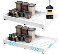 bremermann Lot de 2 tiroirs télescopiques - Avec étagère - Extensible - Largeur réglable de 43 à 67 cm - Rails à coller ou à percer - Tiroirs d'armoire en métal blanc