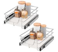 bremermann Lot de 2 tiroirs télescopiques de 40 cm avec étagère, tiroir de cuisine, à extension complète, avec rails télescopiques, idéaux pour la cuisine, la salle de bain et la chambre à coucher, en