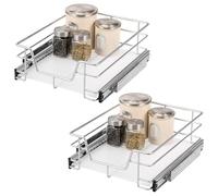 bremermann Lot de 2 tiroirs télescopiques de 45 cm avec étagère, tiroir de cuisine, à extension complète, avec rails télescopiques, idéaux pour la cuisine, la salle de bain et la chambre à coucher, en