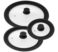 bremermann Lot de 3 couvercles universels en Verre avec Bord en Silicone Ø 21 cm, Ø 29 cm, Ø 35,5 cm
