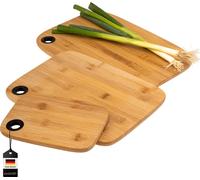 bremermann Lot de 3 planches à découper, 100 % bambou, planche en bois avec découpe perforée