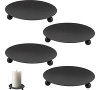 bremermann Lot de 4 bougeoirs, chandelier, bougie ronde, métal, noir mat
