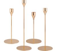 bremermann Lot de 4 bougeoirs, chandeliers pour bougies sur tige, métal, or rose