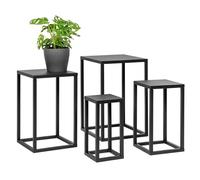 bremermann Lot de 4 supports de fleurs en métal - Colonne de fleurs moderne - Idéal pour le salon, le couloir et le bureau - Étagère stable et peu encombrante pour la décoration et les plantes (Noir)
