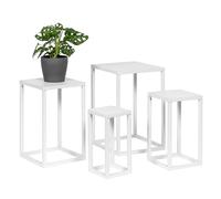 bremermann Lot de 4 supports de fleurs en métal - Colonne de fleurs moderne - Idéal pour le salon, le couloir et le bureau - Étagère stable et peu encombrante pour la décoration et les plantes (Blanc)