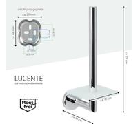bremermann LUCENTE Porte-papier toilette de rechange en acier inoxydable chromé brillant avec fond en verre