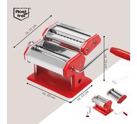 bremermann machine à pâtes manuelle inox/métal ROUGE - livre de recettes inclus - pour spaghettis, pâtes et lasagnes (7 étapes), machine à pâtes, pasta maker
