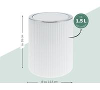 bremermann Mini seau à cosmétique gavello avec couvercle basculant | Seau de bain avec décor rainuré, plastique blanc, 1,5 litre, rond