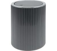 bremermann Mini seau à cosmétique gavello avec couvercle basculant | Seau de bain avec décor rainuré, plastique gris, 1,5 litre, rond