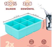 bremermann Moule à glaçons XXL 6 en silicone, lot de 2 // 2 pièces pour 6 glaçons XXL d'environ 4 x 4,5 cm chacune // Machine à glaçons