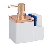 bremermann Organisateur d'évier avec distributeur de liquide vaisselle et porte-éponge (blanc/or rose)