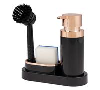bremermann Organisateur d'évier avec distributeur de produit à vaisselle, porte-éponge et brosse à vaisselle, noir-rose-or