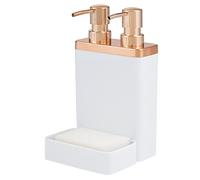 bremermann Organisateur d'évier avec double distributeur de liquide vaisselle et porte-éponge (blanc/or rose)