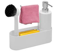 bremermann Organisateur d'évier pour Cuisine & Salle de Bain, y Compris Distributeur de Savon, Brosse à Vaisselle et, y Compris tête de Brosse de Rechange et Pompe (Blanc)
