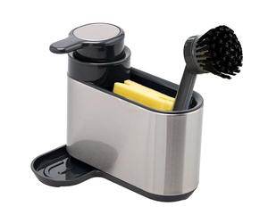 bremermann Organiseur d'évier avec distributeur de liquide vaisselle et porte-éponge en acier inoxydable