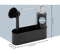 bremermann Organiseur d'évier, distributeur de savon, tablette, brosse à vaisselle et porte-serviettes, noir