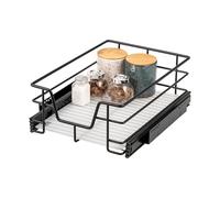 bremermann Panier coulissant pour armoire, largeur 40 cm, avec tablette, rails télescopiques, panier coulissant idéal pour la cuisine et la salle de bain, en métal (Noir)