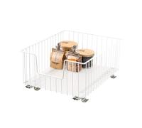 bremermann Panier Coulissant pour Armoire, Largeur 40 cm, avec Tablette, Rails télescopiques, Panier Coulissant idéal pour la Cuisine et la Salle de Bain, en métal (Blanc)