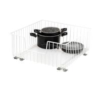 bremermann Panier coulissant pour armoire, largeur 50 cm, avec étagère, à monter ultérieurement, avec rails télescopiques, idéal pour cuisine, salle de bain & chambre à coucher, en métal (Blanc)