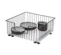 bremermann Panier coulissant pour armoire, largeur 50 cm, avec étagère, à monter ultérieurement, avec rails télescopiques, idéal pour cuisine, salle de bain & chambre à coucher, en métal (Noir)