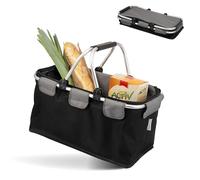 bremermann Panier de Courses Pliable avec Cadre en Aluminium et poignée Souple et réflecteurs (noir)