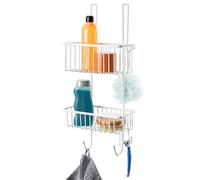 bremermann Panier de douche à suspendre au-dessus de la paroi de douche, étagère de salle de bains avec 2 paniers et crochets - revêtement PE de haute qualité, en métal (Noir)