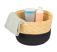 bremermann Panier de rangement en coton et paille, Ø 24 cm, noir
