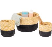bremermann Paniers de rangement, set de 3, coton/paille tressée, noir