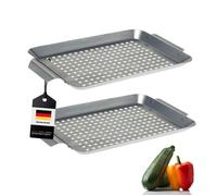 bremermann Plaque de gril en acier inoxydable, set de 2 (32 x 1,5 x 18,5 cm), panier de gril
