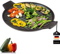 bremermann poêle à griller faïence, plat à griller plat pour BBQ, rond noir