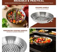 bremermann poêle à griller ronde, clipsable, acier inoxydable, env. Ø 28 x 6,5 x 52 cm