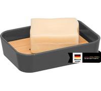 bremermann Porte-savon calvi en bambou et plastique | Porte-savon pour savon en pain, gris