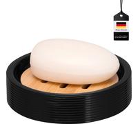 bremermann Porte-savon SEGNO en bambou et plastique | Porte-savon pour savon en pain, noir