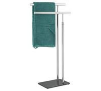 bremermann Porte-serviettes autoportant 2 barres en acier inoxydable et base en verre