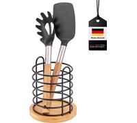 bremermann Porte-ustensiles de cuisine avec bambou, porte-couverts, noir