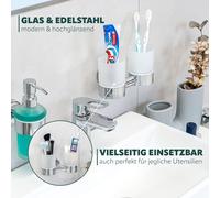 bremermann porte-verre double avec gobelet en inox chromé - gamme pour salle de bains LUCENTE