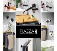 bremermann Porte-verre double avec gobelet en inox - gamme pour salle de bains PIAZZA (noir)