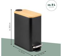 bremermann Poubelle avec couvercle en bambou, poubelle de salle de bain avec Soft-Close, 5 l