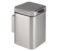 bremermann Poubelle cosmétique murale carrée avec support mural, poubelle à double fixation, poubelle à coller ou à percer, capacité de 3 litres, acier inoxydable