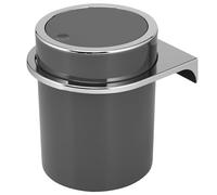 bremermann poubelle cosmétique ronde SAVONA avec couvercle basculant et patins EVA anti-rayures, avec support mural pour collage ou perçage, en plastique, capacité de 5,5 litres (gris)
