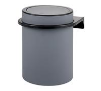 bremermann Poubelle de salle de bain ronde Savona avec surface douce au toucher et support mural à coller ou à percer, avec couvercle basculant et coussinets EVA, poubelle en plastique (gris)
