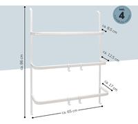 bremermann Rangement de Porte Suspendu, Porte-Serviette de Porte avec 4 Crochets Pratiques (Blanc)