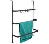 bremermann Rangement de Porte Suspendu, Porte-Serviette de Porte avec 4 Crochets Pratiques (Noir)