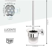 bremermann Salle de bain série LUCENTE - garniture de WC avec support mural, en verre satiné & acier inoxydable, chromé