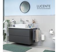 bremermann Salle de bain série LUCENTE - garniture de WC incl. set de collage et support mural, en verre satiné & acier inoxydable, chromé