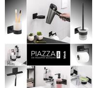 bremermann Salle de bain série PIAZZA BLACK TAPE - support de sèche-cheveux sans percer - avec pastille adhésive, support de sèche-cheveux en inox noir mat