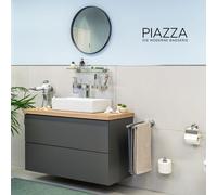 bremermann Salle de bain série PIAZZA - distributeur de savon avec support mural, en verre satiné & acier inoxydable, mat